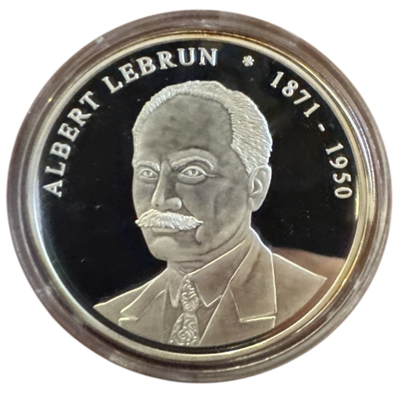 Médaille - Albert Lebrun - 1871-1950 - Président de la République - cuivre argenté - Flan bruni