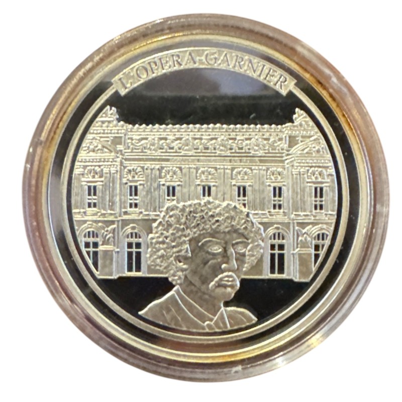 Médaille - L'opéra Garnier - Monuments de Paris - cuivre argenté - 40mm - Flan bruni