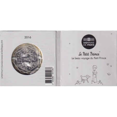 50 Euro 2016 - Le Petit Prince avec le mouton - le beau voyage du petit prince - argent