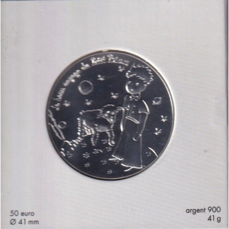 50 Euro 2016 - Le Petit Prince avec le mouton - le beau voyage du petit prince - argent