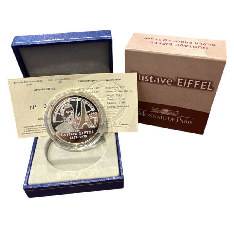 10 Euro 2009 - Gustave Eiffel - argent 22,2g 0,900 - Belle épreuve