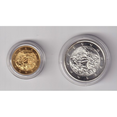 Lot 2 Monnaies - 300€ en or et 30€ argent - 1996 Leclerc Demain l'euro - UNC