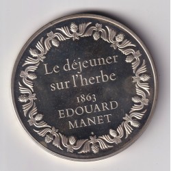 Médaille - Le déjeuner sur l'herbe - 1863 Edouard Manet - Les 100 plus grands chefs-d'oeuvre - argent 65g 0,800 - 50,5mm - SUP 2
