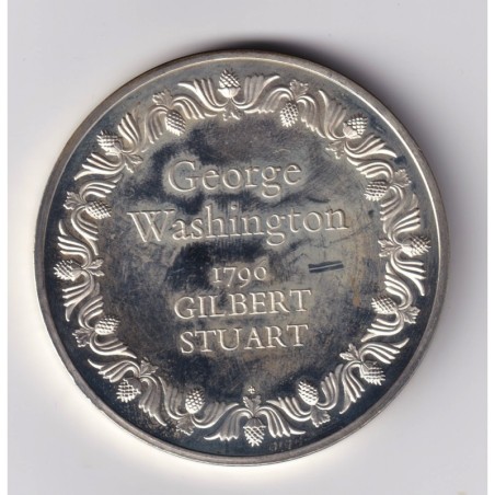 Médaille - Georges Washington - 1796 Gilbert Stuart - Les 100 plus grands chefs-d'oeuvre - argent 65g 0,800 - 50,5mm - SUP