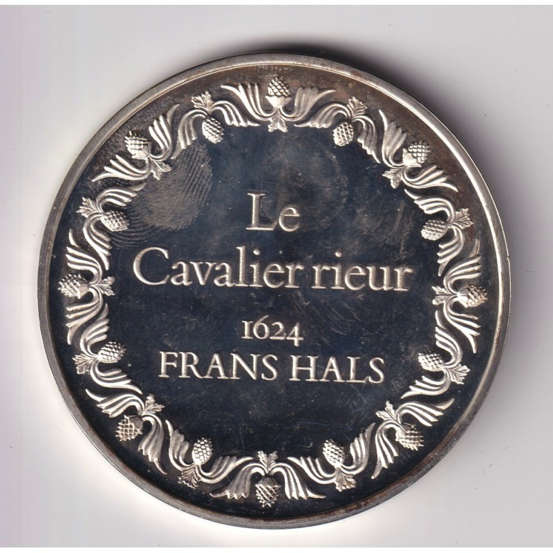 Médaille - Le cavalier rieur - 1624 Frans Hals - Les 100 plus grands chefs-d'oeuvre - argent 65g 0,800 - 50,5mm - SUP