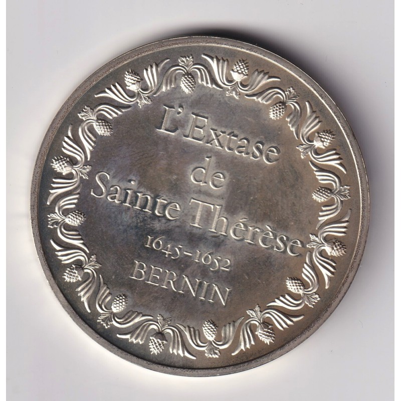 Médaille - L'extase de sainte therese - 1645-1652 - Bernin - Les 100 plus grands chefs-d'oeuvre - argent 65g 0,800 - 50,5mm - SU