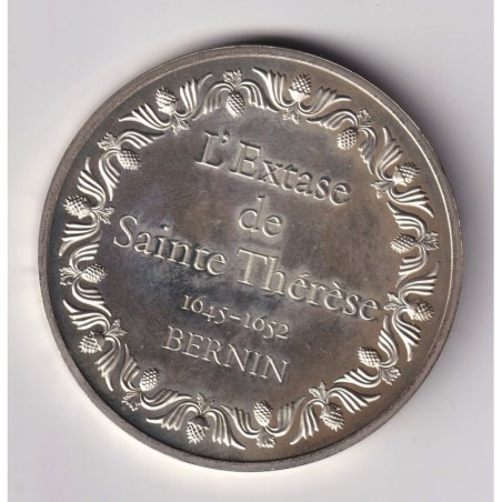 Médaille - L'extase de sainte therese - 1645-1652 - Bernin - Les 100 plus grands chefs-d'oeuvre - argent 65g 0,800 - 50,5mm - SU