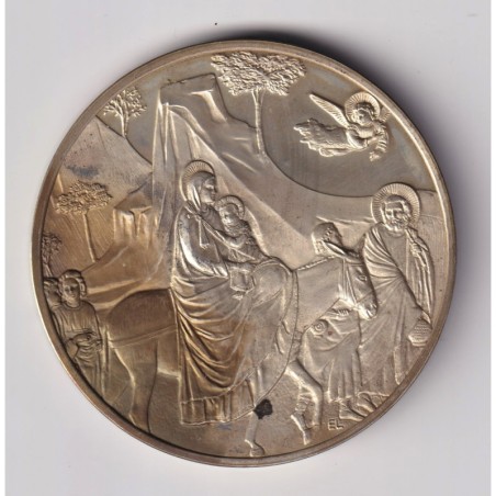 Médaille - La fuite en Égypte - 1304-1312 - Giotto - Les 100 plus grands chefs-d'oeuvre - argent 65g 0,800 - 50,5mm - SUP