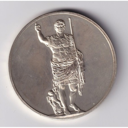 Médaille - Auguste de Prima Porta - 20 av JC - Romain - Les 100 plus grands chefs-d'oeuvre - argent 65g 0,800 - 50,5mm - SUP