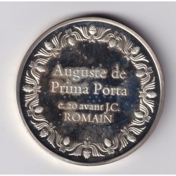 Médaille - Auguste de Prima Porta - 20 av JC - Romain - Les 100 plus grands chefs-d'oeuvre - argent 65g 0,800 - 50,5mm - SUP 2