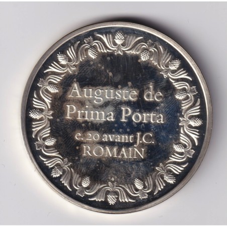 Médaille - Auguste de Prima Porta - 20 av JC - Romain - Les 100 plus grands chefs-d'oeuvre - argent 65g 0,800 - 50,5mm - SUP