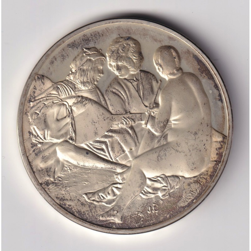 Médaille - Concert pastoral - 1510 - Giorgone - Les 100 plus grands chefs-d'oeuvre - argent 65g 0,800 - 50,5mm - SUP