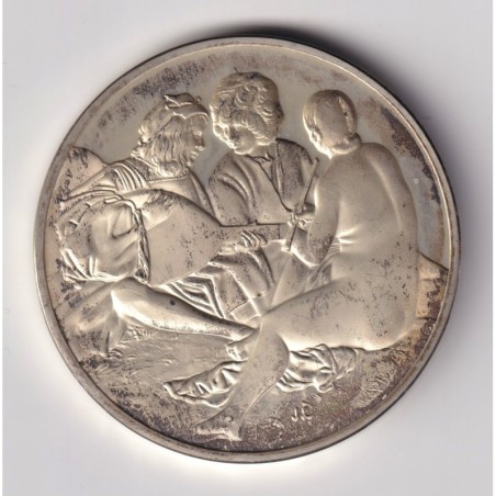 Médaille - Concert pastoral - 1510 - Giorgone - Les 100 plus grands chefs-d'oeuvre - argent 65g 0,800 - 50,5mm - SUP
