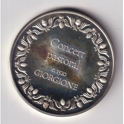 Médaille - Concert pastoral - 1510 - Giorgone - Les 100 plus grands chefs-d'oeuvre - argent 65g 0,800 - 50,5mm - SUP 2