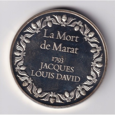 Médaille - La mort de Marat - 1793 - Jacques Louis David - Les 100 plus grands chefs-d'oeuvre - argent 65g 0,800 - 50,5mm - SUP