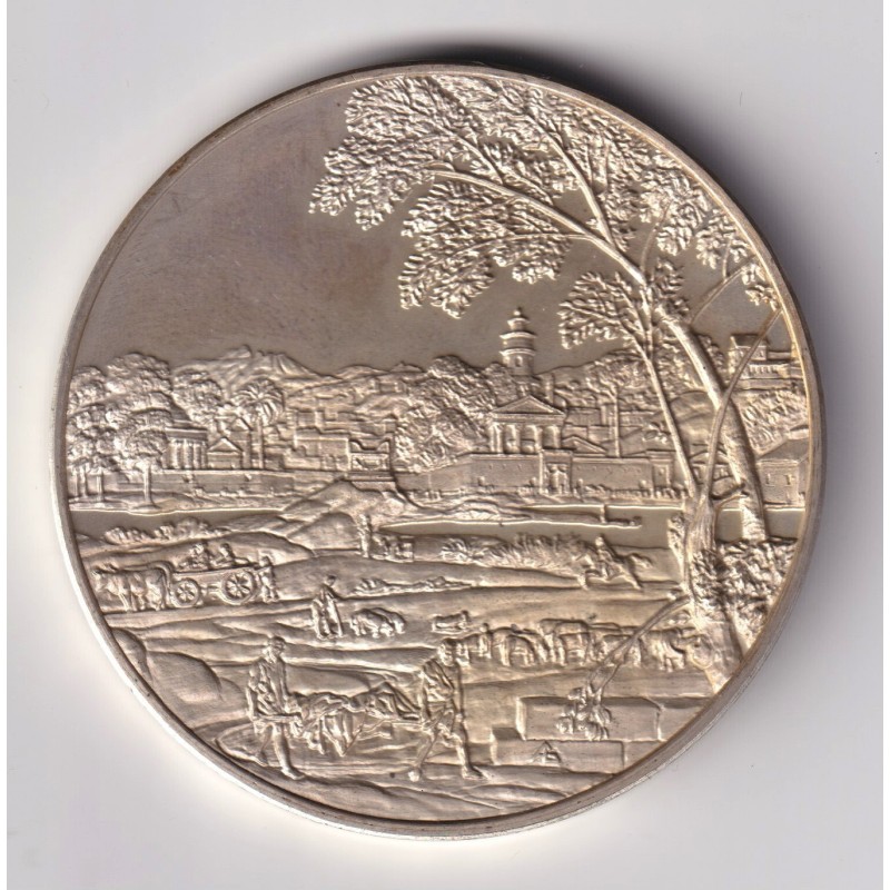Médaille - Les funérailles de phocion - 1648 - nicolas poussin - Les 100 plus grands chefs-d'oeuvre - argent 65g 0,800 - 50,5mm 