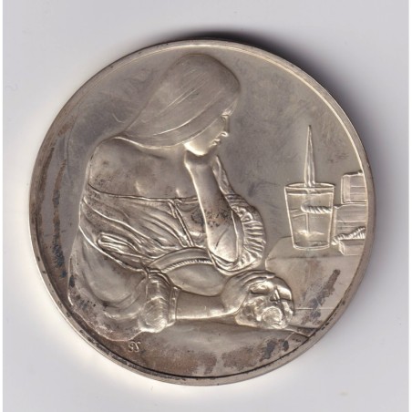 Médaille - La veilleuse - 1630-1635 - Georges de la tour - Les 100 plus grands chefs-d'oeuvre - argent 65g 0,800 - 50,5mm - SUP