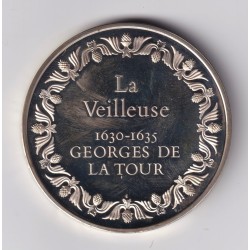 Médaille - La veilleuse - 1630-1635 - Georges de la tour - Les 100 plus grands chefs-d'oeuvre - argent 65g 0,800 - 50,5mm - SUP 2