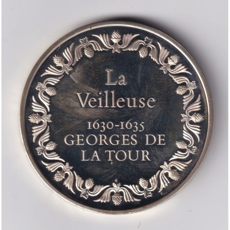 Médaille - La veilleuse - 1630-1635 - Georges de la tour - Les 100 plus grands chefs-d'oeuvre - argent 65g 0,800 - 50,5mm - SUP