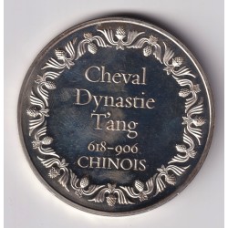 Médaille - Cheval dynastie t'anglicisons - 618-906 - chinois - Les 100 plus grands chefs-d'oeuvre - argent 65g 0,800 - 50,5mm -  2