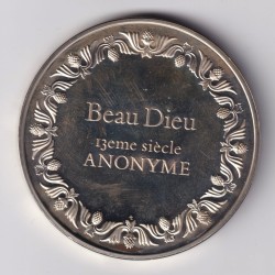 Médaille - Beau dieu - 13e siècle - anonyme - Les 100 plus grands chefs-d'oeuvre - argent 65g 0,800 - 50,5mm - SUP 2
