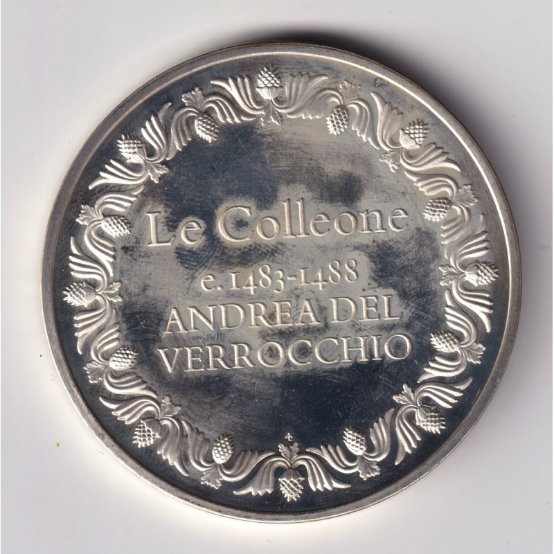 Médaille - Le Colleone - 1483-1488 - Andrea des verrocchio - Les 100 plus grands chefs-d'oeuvre - argent 65g 0,800 - 50,5mm - SU