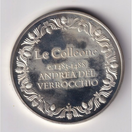 Médaille - Le Colleone - 1483-1488 - Andrea des verrocchio - Les 100 plus grands chefs-d'oeuvre - argent 65g 0,800 - 50,5mm - SU