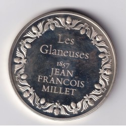Médaille - Les glaneuses - 1857 - jean françois millet - Les 100 plus grands chefs-d'oeuvre - argent 65g 0,800 - 50,5mm - SUP 2