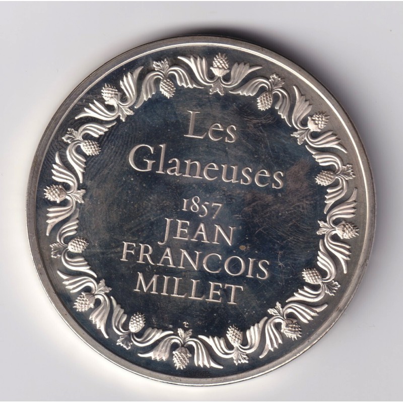 Médaille - Les glaneuses - 1857 - jean françois millet - Les 100 plus grands chefs-d'oeuvre - argent 65g 0,800 - 50,5mm - SUP