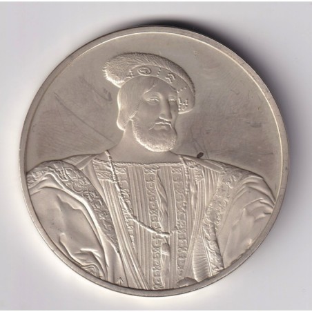 Médaille - Portrait François 1er - 1524 - Jean Clouet - Les 100 plus grands chefs-d'oeuvre - argent 65g 0,800 - 50,5mm - SUP