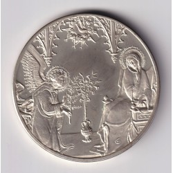 Médaille - L'annonciation - 1333 - Simone Martini - Les 100 plus grands chefs-d'oeuvre - argent 65g 0,800 - 50,5mm - SUP
