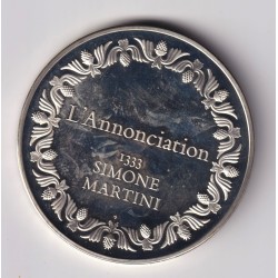 Médaille - L'annonciation - 1333 - Simone Martini - Les 100 plus grands chefs-d'oeuvre - argent 65g 0,800 - 50,5mm - SUP 2