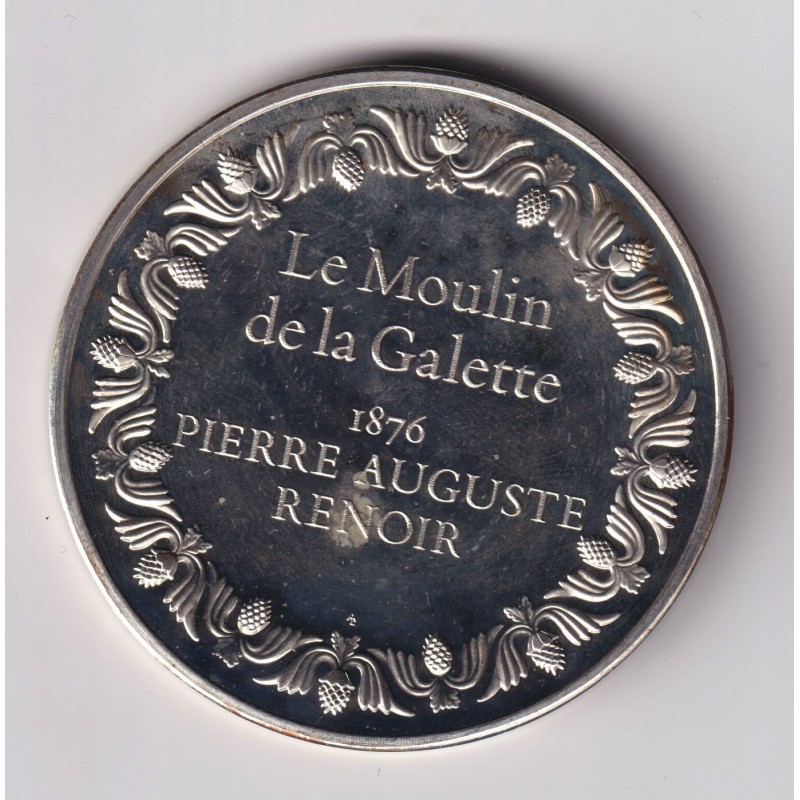 Médaille - Le moulin de la galette - 1876 - pierre auguste Renoir - Les 100 plus grands chefs-d'oeuvre - argent 65g 0,800 - 50,5