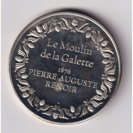 Médaille - Le moulin de la galette - 1876 - pierre auguste Renoir - Les 100 plus grands chefs-d'oeuvre - argent 65g 0,800 - 50,5
