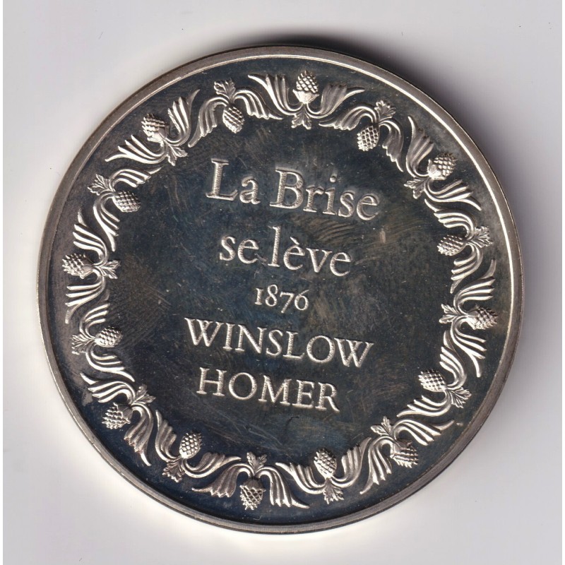 Médaille - La brise de lève - 1876 - Winslow Homer - Les 100 plus grands chefs-d'oeuvre - argent 65g 0,800 - 50,5mm - SUP