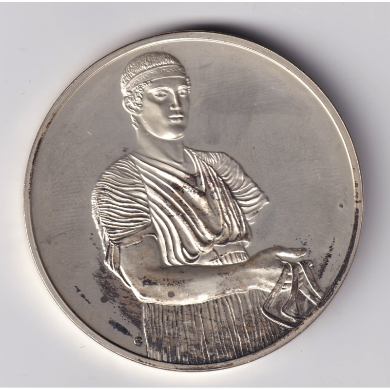 Médaille - L'aurige de Delphes - 470 av JC - Grec - Les 100 plus grands chefs-d'oeuvre - argent 65g 0,800 - 50,5mm - SUP