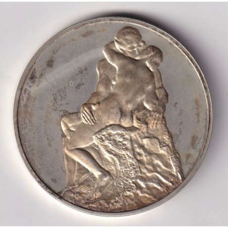 Médaille - Le Baiser - 1886-1898 - Auguste Rodin - Les 100 plus grands chefs-d'oeuvre - argent 65g 0,800 - 50,5mm - SUP