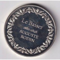 Médaille - Le Baiser - 1886-1898 - Auguste Rodin - Les 100 plus grands chefs-d'oeuvre - argent 65g 0,800 - 50,5mm - SUP 2