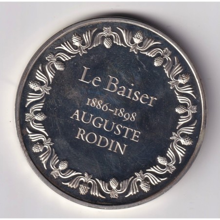 Médaille - Le Baiser - 1886-1898 - Auguste Rodin - Les 100 plus grands chefs-d'oeuvre - argent 65g 0,800 - 50,5mm - SUP
