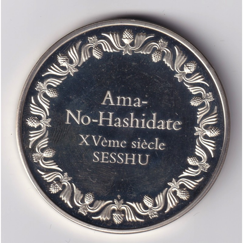 Médaille - Ama-no-Hashidate - 15e siècle - Sesshu - Les 100 plus grands chefs-d'oeuvre - argent 65g 0,800 - 50,5mm - SUP