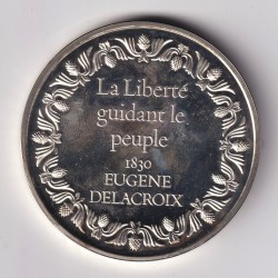 Médaille - la liberté guidant le peuple - 1830 - eugene Delacroix - Les 100 plus grands chefs-d'oeuvre - argent 65g 0,800 - 50,5 2