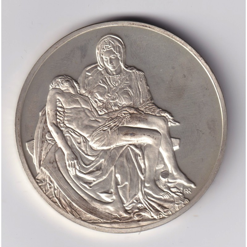 Médaille - Pieta - 1498-1499 - Michel-ange - Les 100 plus grands chefs-d'oeuvre - argent 65g 0,800 - 50,5mm - SUP