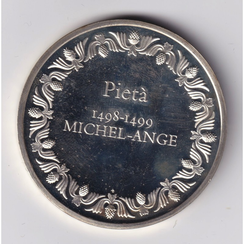 Médaille - Pieta - 1498-1499 - Michel-ange - Les 100 plus grands chefs-d'oeuvre - argent 65g 0,800 - 50,5mm - SUP
