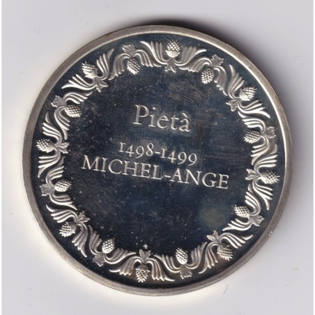 Médaille - Pieta - 1498-1499 - Michel-ange - Les 100 plus grands chefs-d'oeuvre - argent 65g 0,800 - 50,5mm - SUP