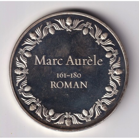 Médaille - Marc Aurèle - 161-180 - Roman - Les 100 plus grands chefs-d'oeuvre - argent 65g 0,800 - 50,5mm - SUP