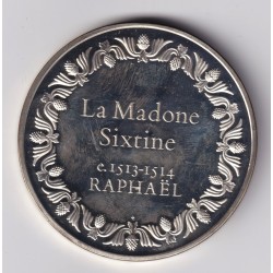 Médaille - La madone sixtine - 1513-1514 - Raphael - Les 100 plus grands chefs-d'oeuvre - argent 65g 0,800 - 50,5mm - SUP 2