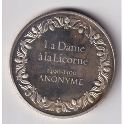 Médaille - La dame à la licorne - 1490-1500 - anonyme - Les 100 plus grands chefs-d'oeuvre - argent 65g 0,800 - 50,5mm - SUP 2