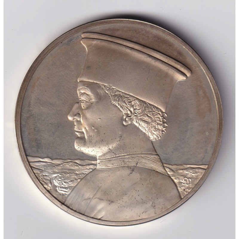 Médaille - le duc d'urbino - 1465 - piero della francesca - Les 100 plus grands chefs-d'oeuvre - argent 65g 0,800 - 50,5mm - SUP