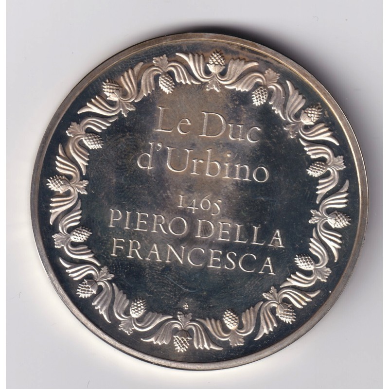Médaille - le duc d'urbino - 1465 - piero della francesca - Les 100 plus grands chefs-d'oeuvre - argent 65g 0,800 - 50,5mm - SUP