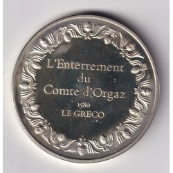 Médaille - L'enterrement du comte d'orage - 1586 - le greco - Les 100 plus grands chefs-d'oeuvre - argent 65g 0,800 - 50,5mm - S 2